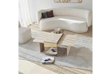 Dasina 105 cm Rektangulärt Soffbord i Trä med Spegeldetalj - Beige - Möbler - Bord & matgrupp - Soffbord