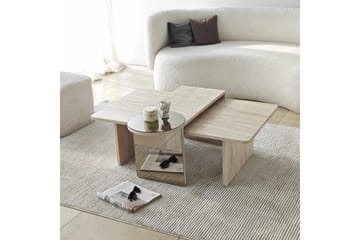 Dasina 105 cm Rektangulärt Soffbord i Trä med Spegeldetalj - Beige - Möbler - Bord & matgrupp - Soffbord