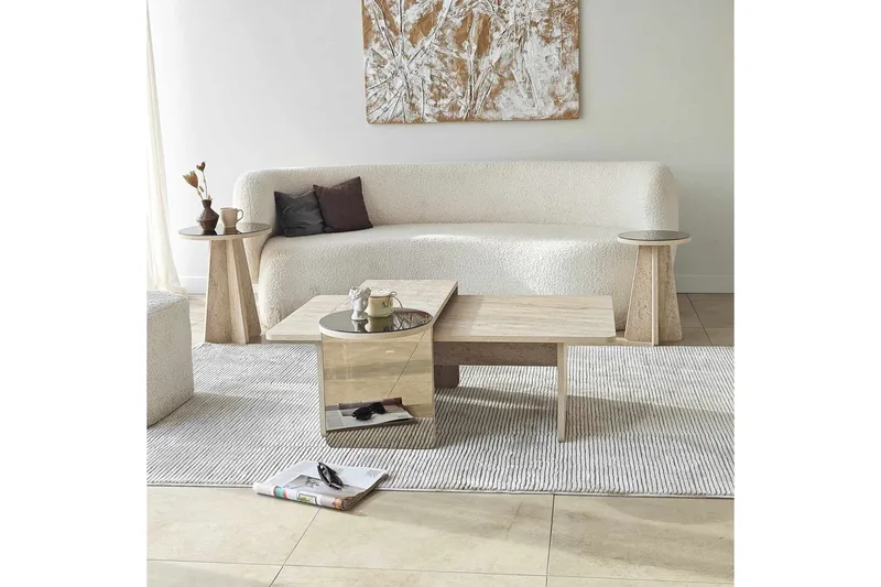 Dasina Satsbord 105 cm - Travertine - Möbler - Bord & matgrupp - Soffbord