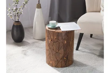 Dawson Runt Soffbord 30 cm i Teak med Mosaikmönster - Brun - Möbler - Bord & matgrupp - Soffbord
