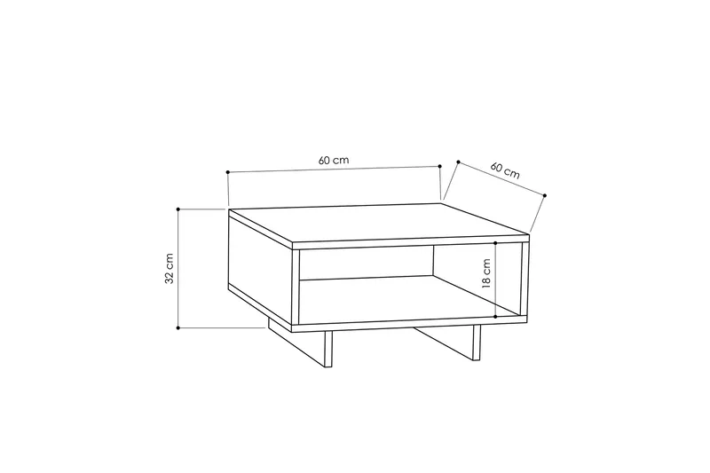 Decorta Soffbord 60 cm med Förvaring Hylla - Ekfärg/Mörkgrå - Möbler - Bord & matgrupp - Soffbord - Soffbord med förvaring