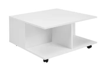 Delgadillo Kvadratiskt Soffbord 70 cm med Lådor och Hjul i Målat Trä - Vit - Möbler - Bord & matgrupp - Soffbord - Soffbord med hjul