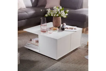 Delgadillo Kvadratiskt Soffbord 70 cm med Lådor och Hjul i Målat Trä - Vit - Möbler - Bord & matgrupp - Soffbord - Soffbord med hjul