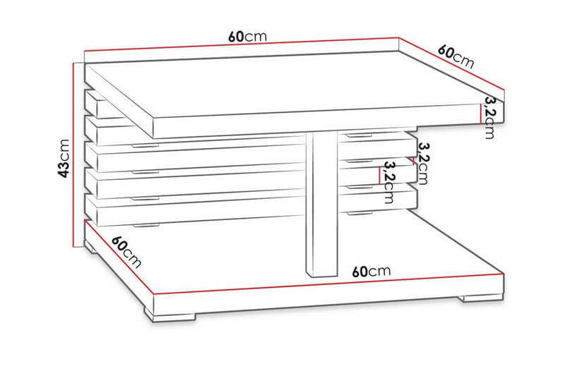 Soffbord Denogal 60 cm - Svart - Soffbord
