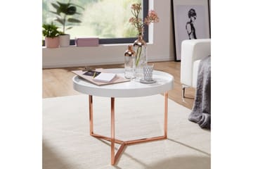 Dhir Soffbord 59 cm Runt - Vit/Mässing - Möbler - Bord & matgrupp - Soffbord