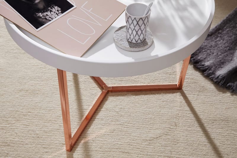Dhir Soffbord 59 cm Runt - Vit/Mässing - Möbler - Bord & matgrupp - Soffbord