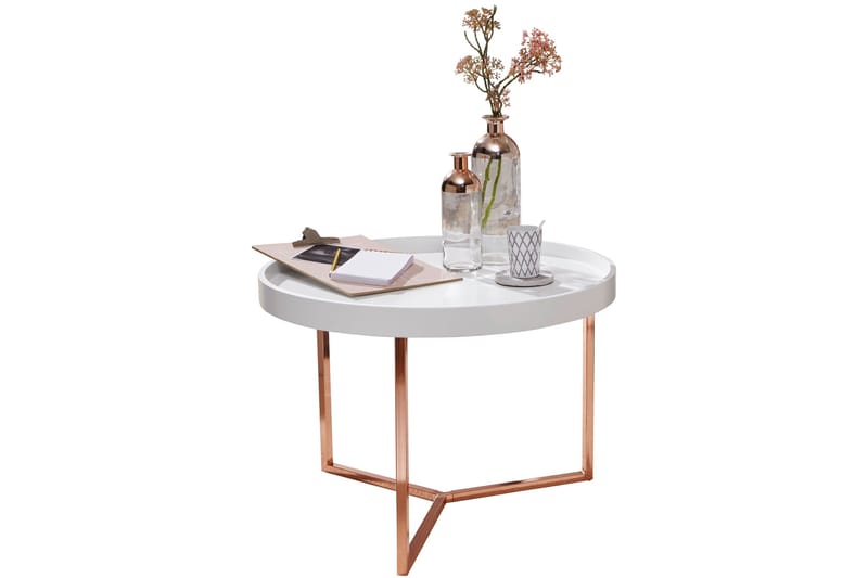 Dhir Soffbord 59 cm Runt - Vit/Mässing - Möbler - Bord & matgrupp - Soffbord