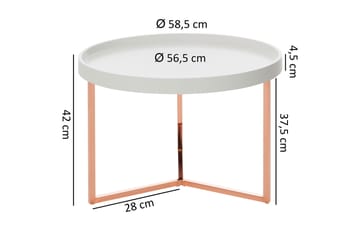 Dhir Soffbord 59 cm Runt - Vit/Mässing - Möbler - Bord & matgrupp - Soffbord