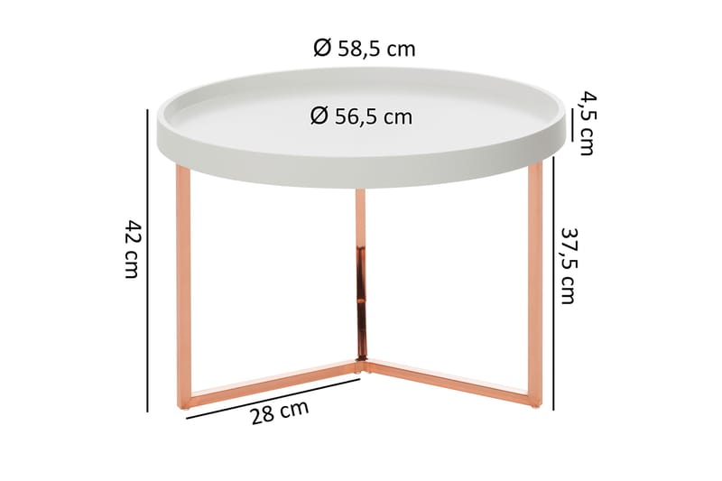 Dhir Soffbord 59 cm Runt - Vit/Mässing - Möbler - Bord & matgrupp - Soffbord