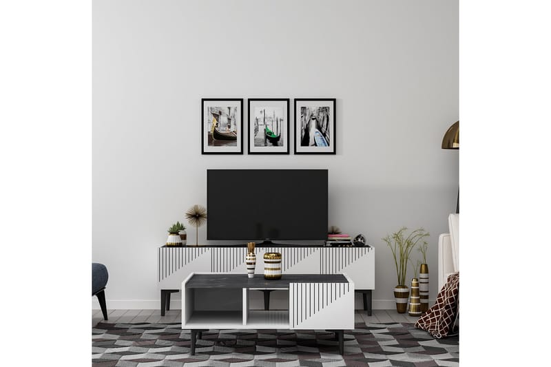 Soffbord Draw 94 cm Vit/Svart - Hanah Home - Möbler - Bord & matgrupp - Soffbord