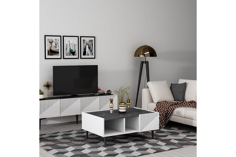Soffbord Draw 94 cm Vit/Svart - Hanah Home - Möbler - Bord & matgrupp - Soffbord