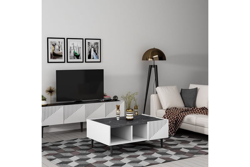 Soffbord Draw 94 cm Vit/Svart - Hanah Home - Soffbord