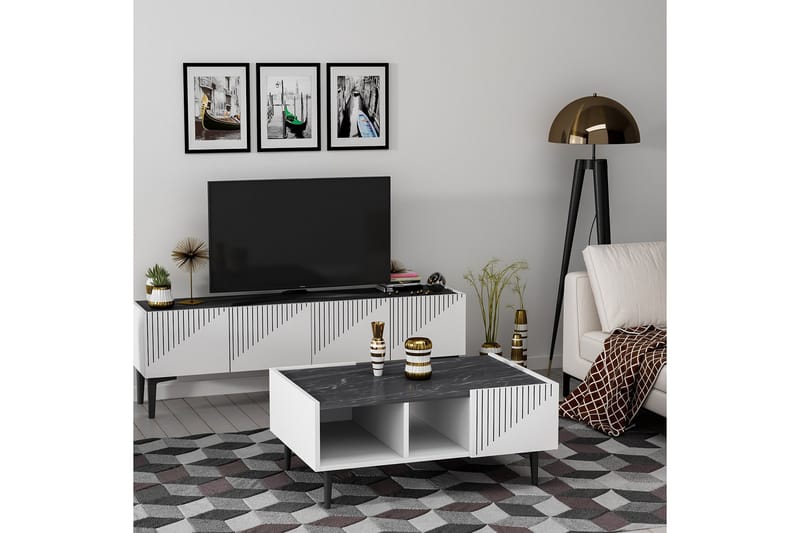 Soffbord Draw 94 cm Vit/Svart - Hanah Home - Möbler - Bord & matgrupp - Soffbord