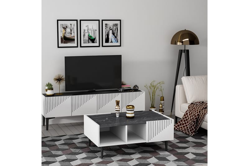 Soffbord Draw 94 cm Vit/Svart - Hanah Home - Soffbord