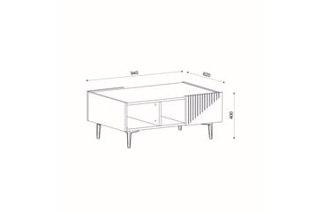 Soffbord Draw 94 cm Vit/Svart - Hanah Home - Möbler - Bord & matgrupp - Soffbord