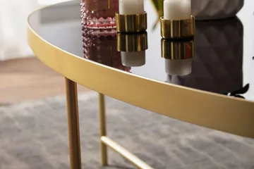 Dredyn Soffbord 110 cm Ovalt - Glas/Svart/Guld - Möbler - Bord & matgrupp - Soffbord