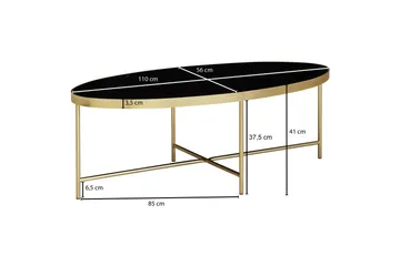 Dredyn Soffbord 110 cm Ovalt - Glas/Svart/Guld - Möbler - Bord & matgrupp - Soffbord