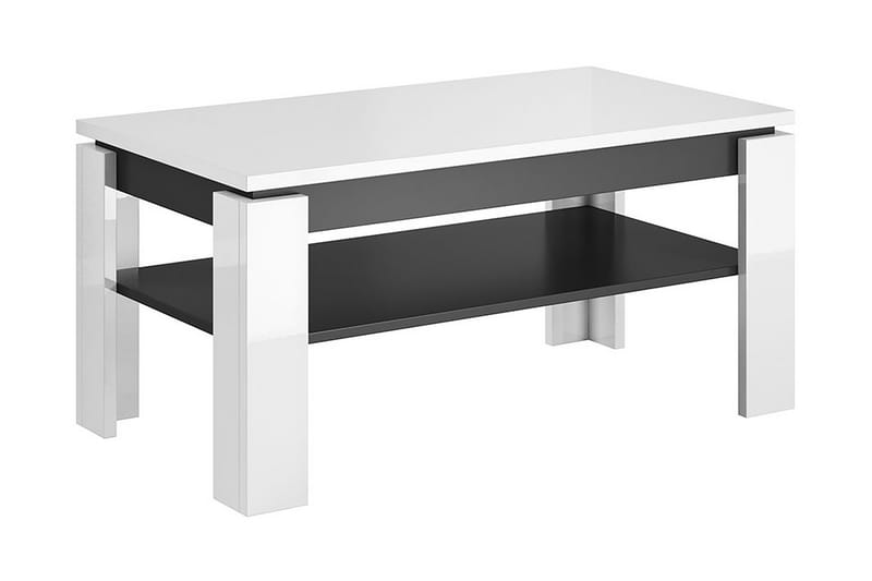 Duvetorp Soffbord 100 cm med Förvaring Hylla - Vit/Grafitgrå - Soffbord
