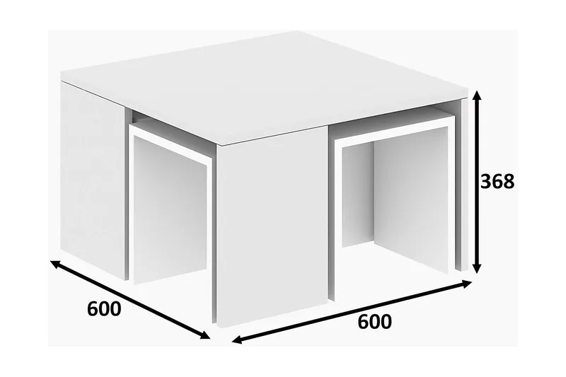 Elegancia Satsbord 60 cm 4 Bord - Vit - Möbler - Bord & matgrupp - Soffbord