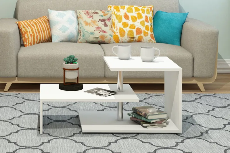 Elegancia Soffbord 100 cm med Förvaring Hylla - Vit - Möbler - Bord & matgrupp - Soffbord - Soffbord med förvaring