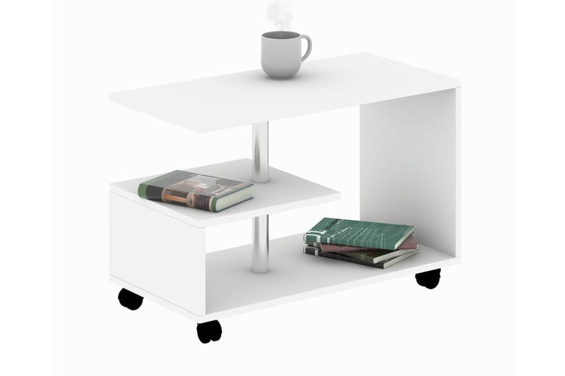 Elegancia Soffbord 80 cm med Förvaring Hylla på Hjul - Vit - Möbler - Bord & matgrupp - Soffbord - Soffbord med förvaring
