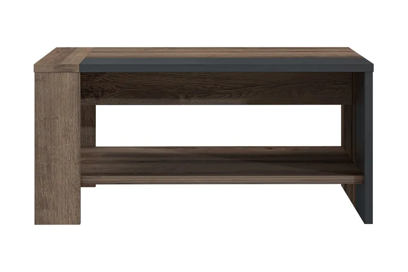 Elhovo 90 cm Rektangulärt Soffbord med Förvaring i Mörkt Trä - Mörkbrun - Möbler - Bord & matgrupp - Soffbord - Soffbord med förvaring