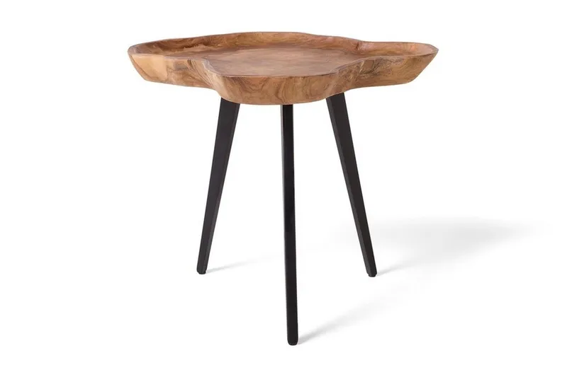 Elsa 60 cm Asymmetrisk Soffbord i Teak, Brun