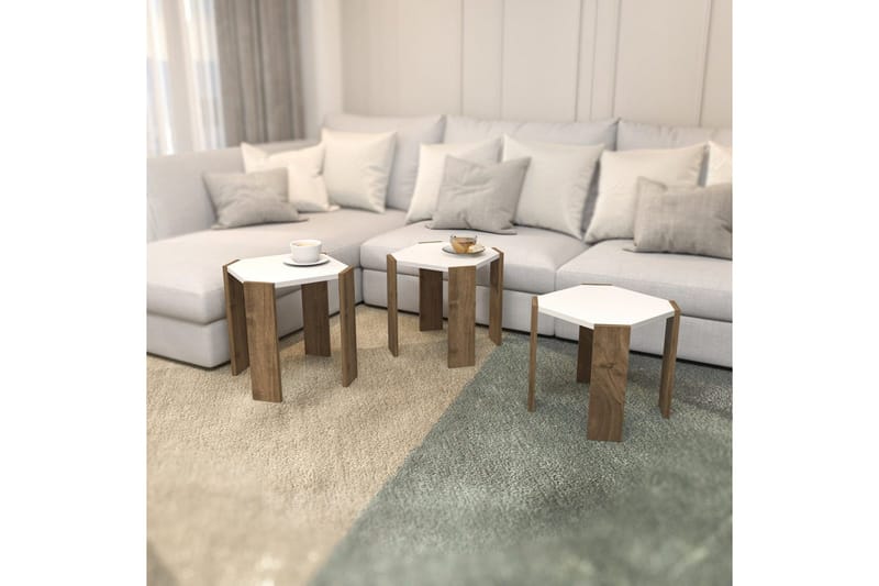 Soffbord Elvaran Vit / Valnöt - Brun/Vit - Möbler - Bord & matgrupp - Soffbord