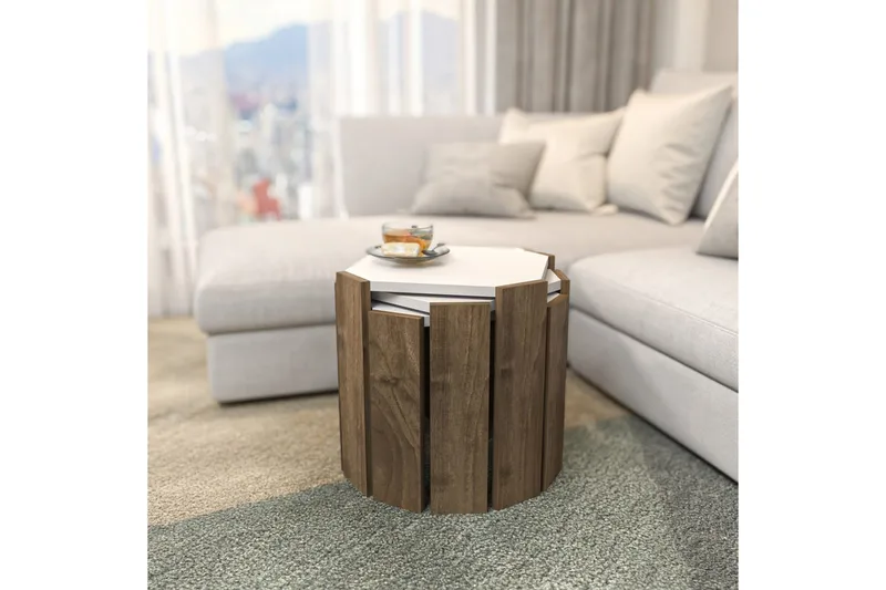 Soffbord Elvaran Vit / Valnöt - Brun/Vit - Möbler - Bord & matgrupp - Soffbord