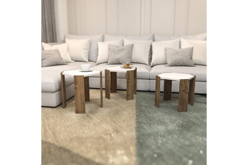 Soffbord Elvaran Vit / Valnöt - Brun/Vit - Möbler - Bord & matgrupp - Soffbord