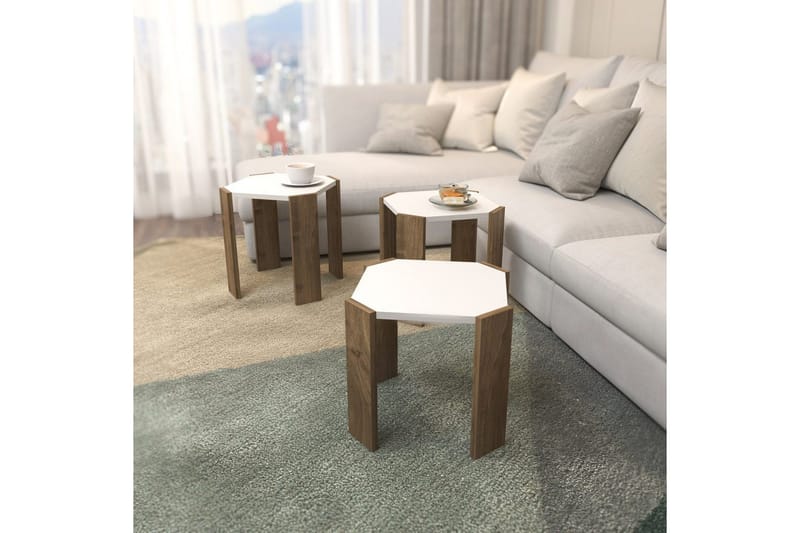 Soffbord Elvaran Vit / Valnöt - Brun/Vit - Möbler - Bord & matgrupp - Soffbord