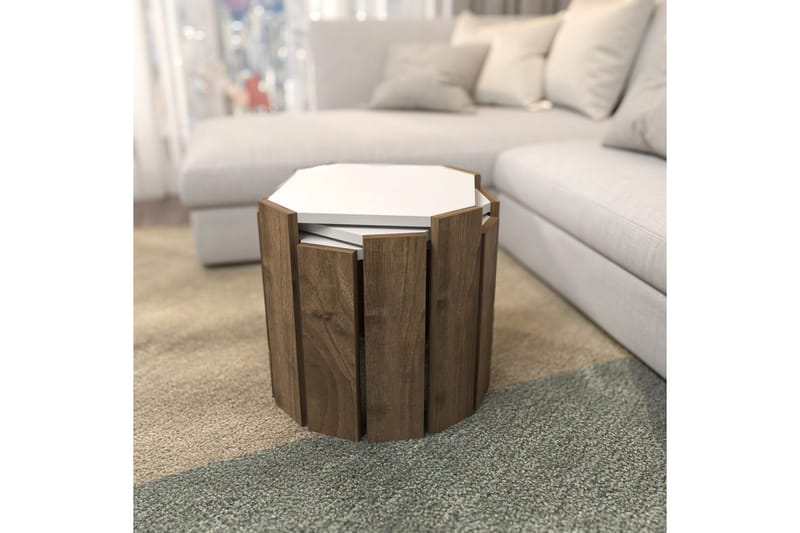 Soffbord Elvaran Vit / Valnöt - Brun/Vit - Möbler - Bord & matgrupp - Soffbord
