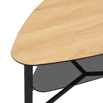 Erlona Soffbord 110 cm njurformat med eklook, glashylla och metallstomme - eklook / svart - Möbler - Bord & matgrupp - Soffbord - Soffbord med förvaring
