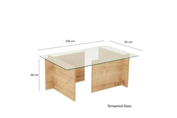 Escape 65 cm Rektangulärt Soffbord i Glas med Träunderrede - Klar - Möbler - Bord & matgrupp - Soffbord