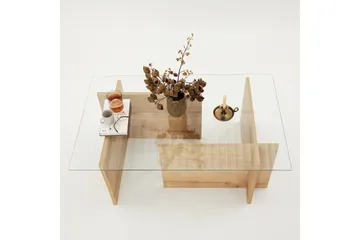 Escape 65 cm Rektangulärt Soffbord i Glas med Träunderrede - Klar - Möbler - Bord & matgrupp - Soffbord