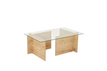 Escape 65 cm Rektangulärt Soffbord i Glas med Träunderrede - Klar - Möbler - Bord & matgrupp - Soffbord