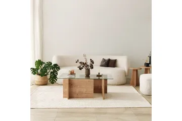 Escape 65 cm Rektangulärt Soffbord i Glas med Träunderrede - Klar - Möbler - Bord & matgrupp - Soffbord