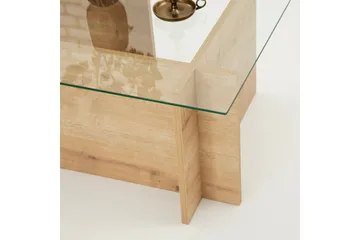 Escape 65 cm Rektangulärt Soffbord i Glas med Träunderrede - Klar - Möbler - Bord & matgrupp - Soffbord