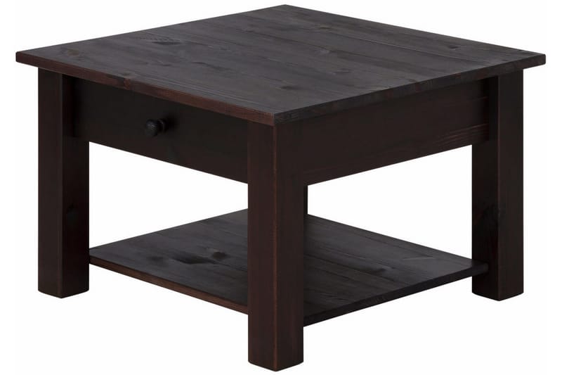 Evonne 60 cm Kvadratiskt Soffbord med Lådor i Furu - Mörkbrun - Möbler - Bord & matgrupp - Soffbord
