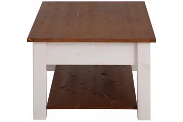 Evonne Soffbord 100 cm med Förvaring 2 Lådor + Hylla - Vit/Brun - Möbler - Bord & matgrupp - Soffbord - Soffbord med förvaring