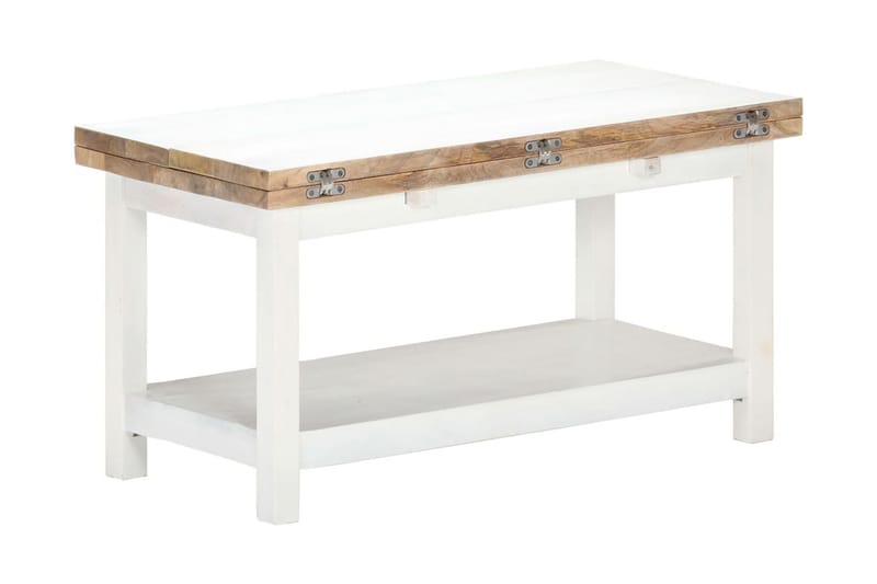 Förlängningsbart soffbord vit 90x(45-90)x45 cm massivt mango - Vit - Soffbord