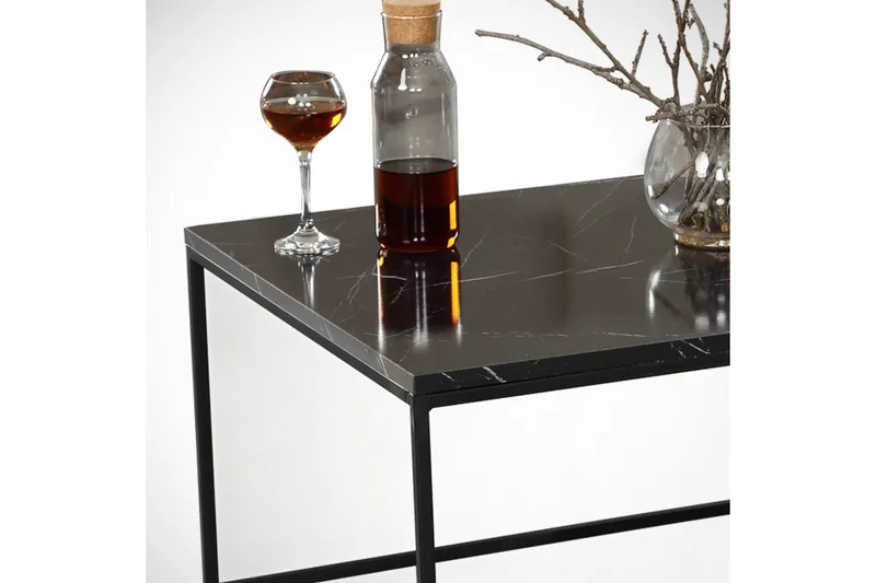 Falan Soffbord 95 cm Marmormönster Ribbor - Svart - Möbler - Bord & matgrupp - Soffbord