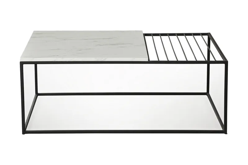 Falan Soffbord 95 cm Marmormönster Ribbor, Vit/Svart