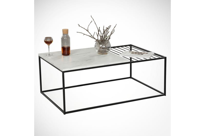 Falan Soffbord 95 cm Marmormönster Ribbor - Vit/Svart - Möbler - Bord & matgrupp - Soffbord