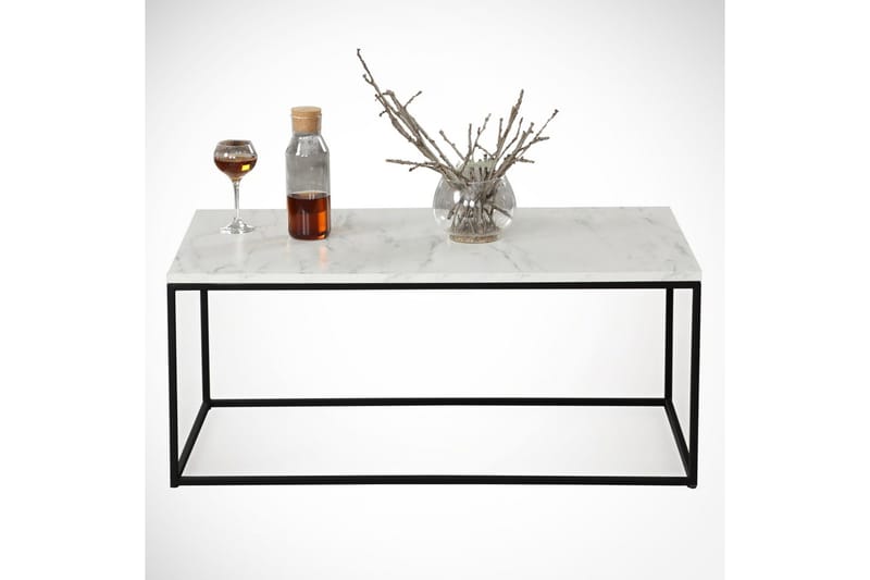 Falan Soffbord 95 cm Marmormönster - Vit/Svart/Grå - Möbler - Bord & matgrupp - Soffbord
