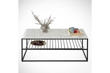 Falan Soffbord 95 cm med Förvaring Hylla Marmormönster Ribbo - Vit/Svart - Möbler - Bord & matgrupp - Soffbord
