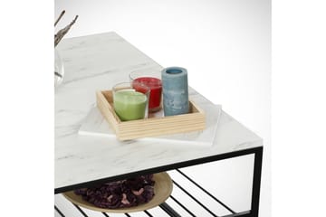 Falan Soffbord 95 cm med Förvaring Hylla Marmormönster Ribbo - Vit/Svart - Möbler - Bord & matgrupp - Soffbord