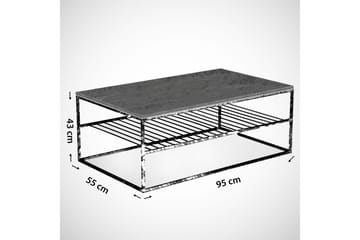 Falan Soffbord 95 cm med Förvaring Hylla Marmormönster Ribbo - Vit/Svart - Möbler - Bord & matgrupp - Soffbord
