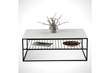 Falan Soffbord 95 cm med Förvaring Hyllor Ribbor - Vit/Svart - Möbler - Bord & matgrupp - Soffbord