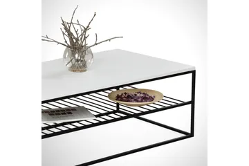 Falan Soffbord 95 cm med Förvaring Hyllor Ribbor - Vit/Svart - Möbler - Bord & matgrupp - Soffbord